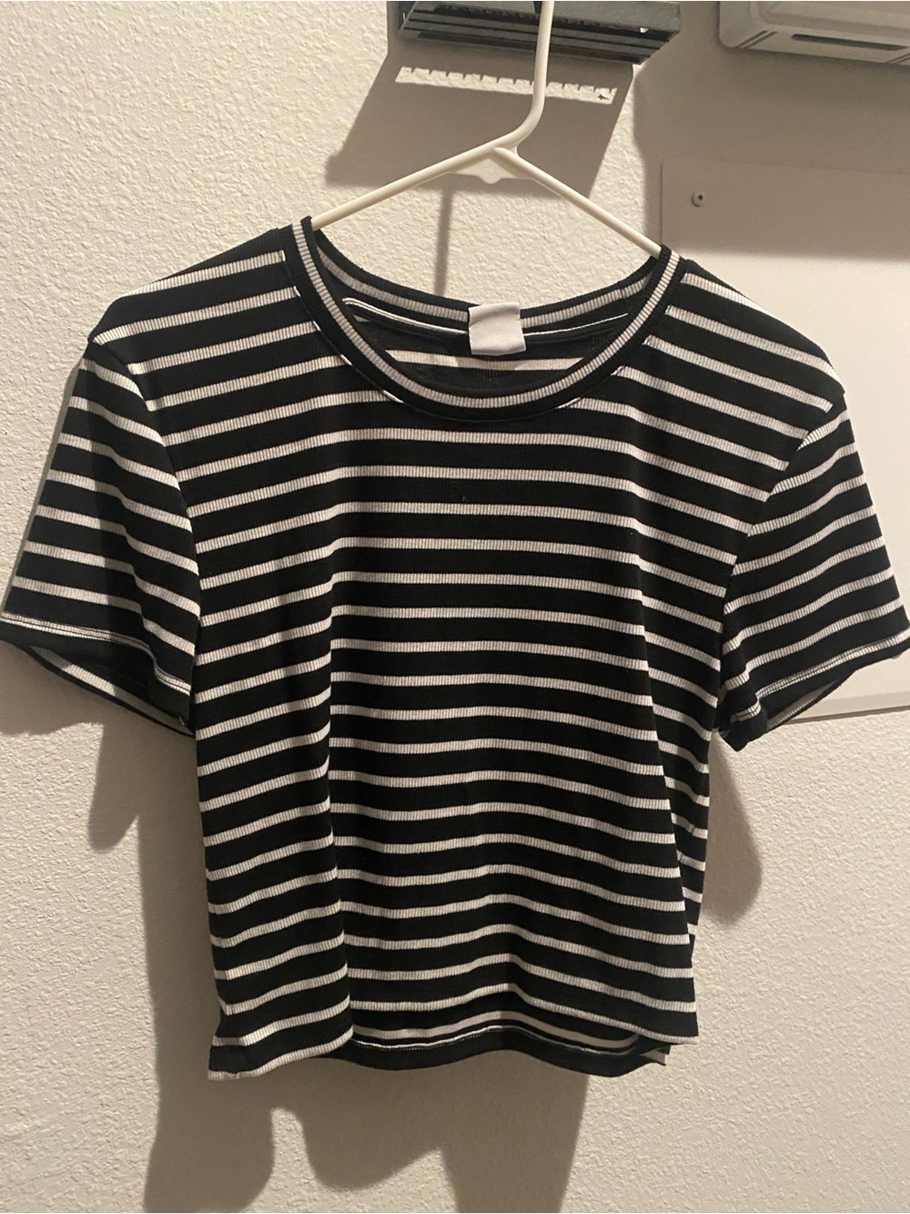 Women's Black & White Striped Short Sleeve Tee